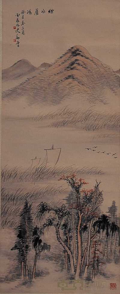 郑石桥 山水 立轴 85×35cm